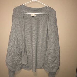 gray cardigan